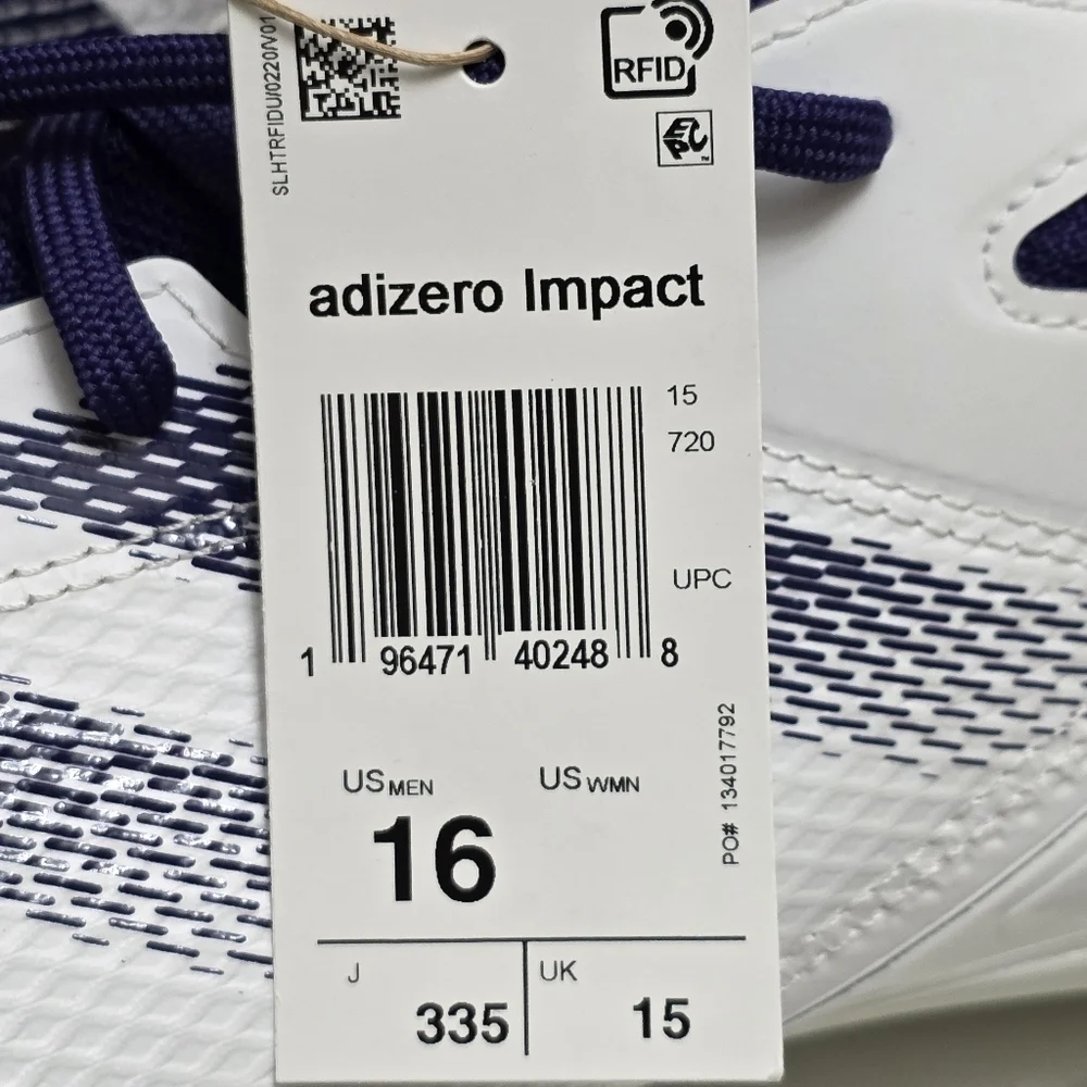 adidas adizero Impact Football Cleats Team Purple White IF2480 Men’s Size 16 New